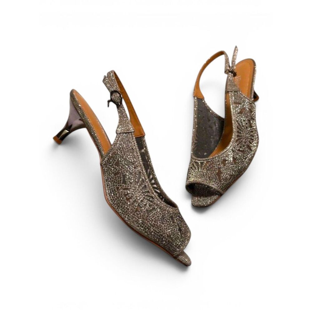 J. RENEE "Arata" Fabric/Mesh Pewter Sandals, NWOT! Size 10 Wide